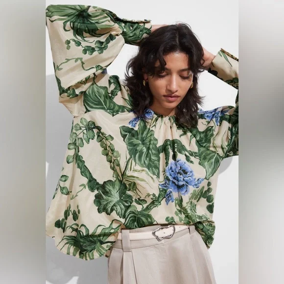 & Other Stories Green and Blue Floral Blouse - Picture 1 of 4